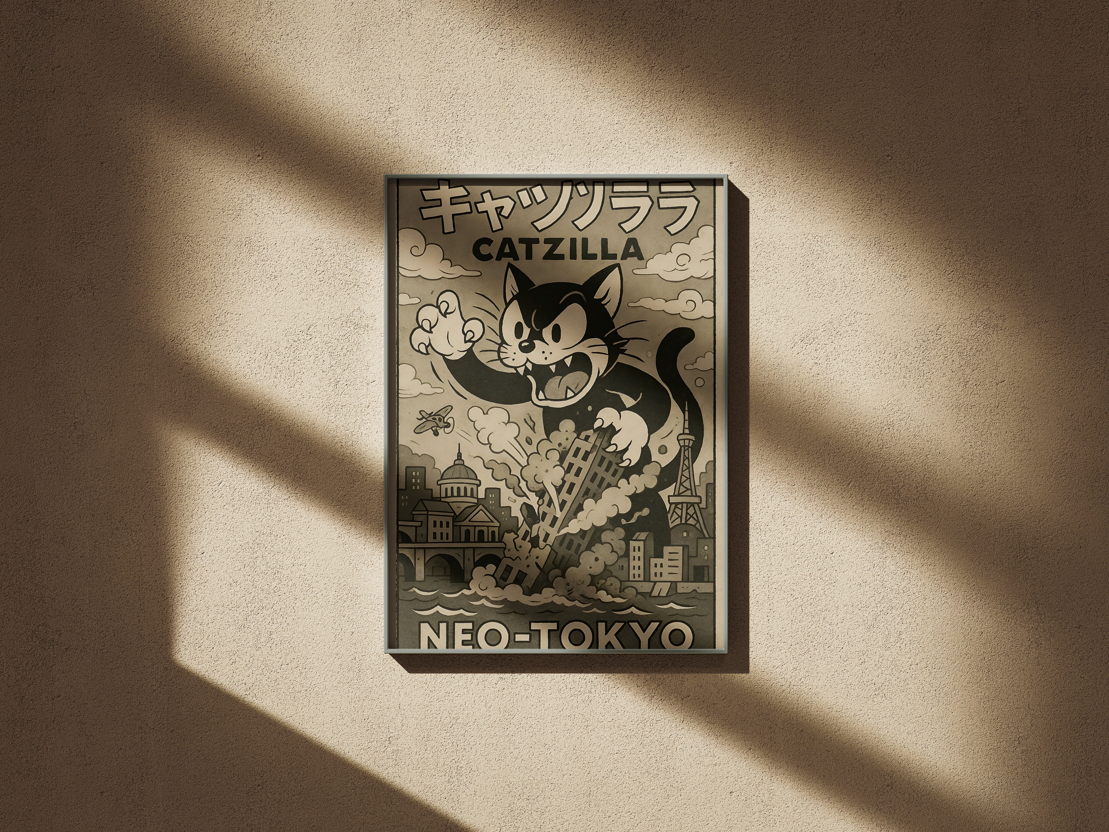 CATZILLA - Retro Japanese Kaiju Poster (Neo-Tokyo Edition)