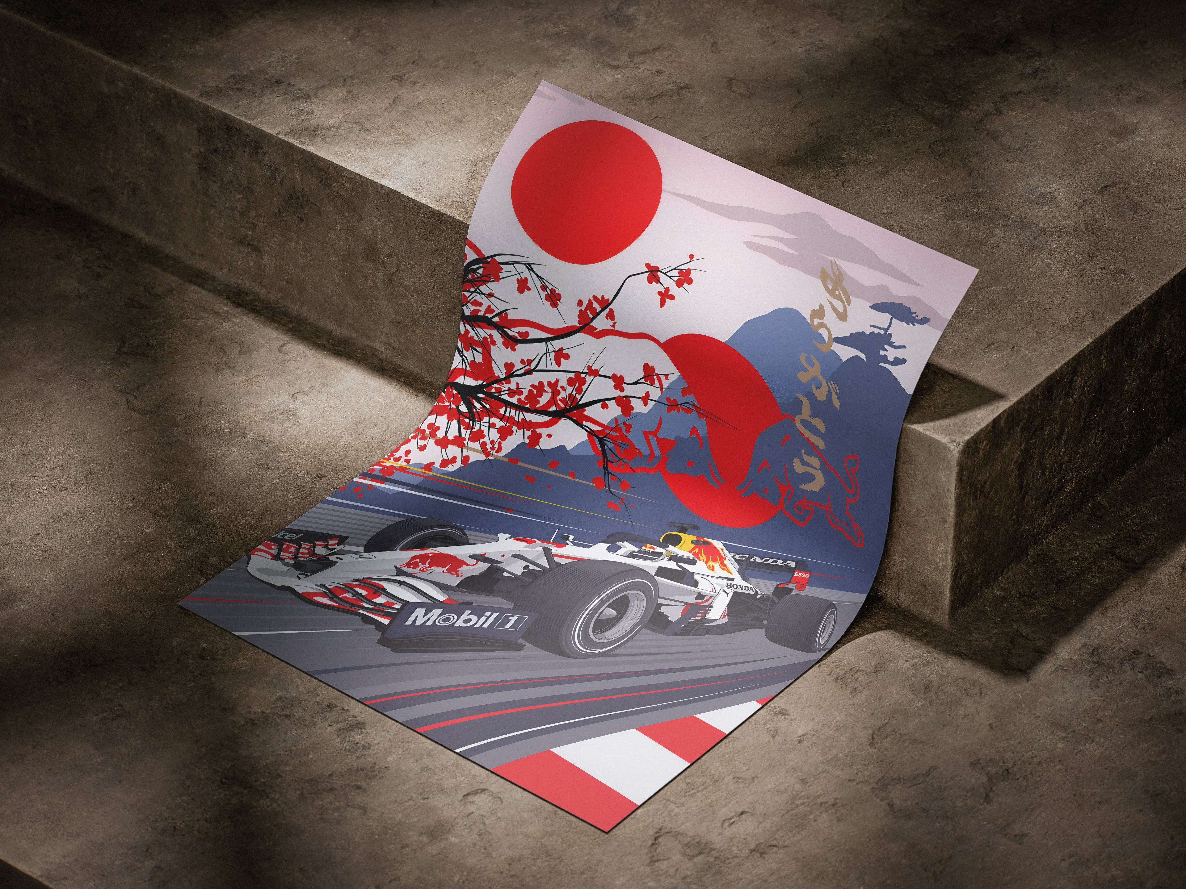 Red Bull Japan Grand Prix Poster – Sakura Racing Car Wall Art