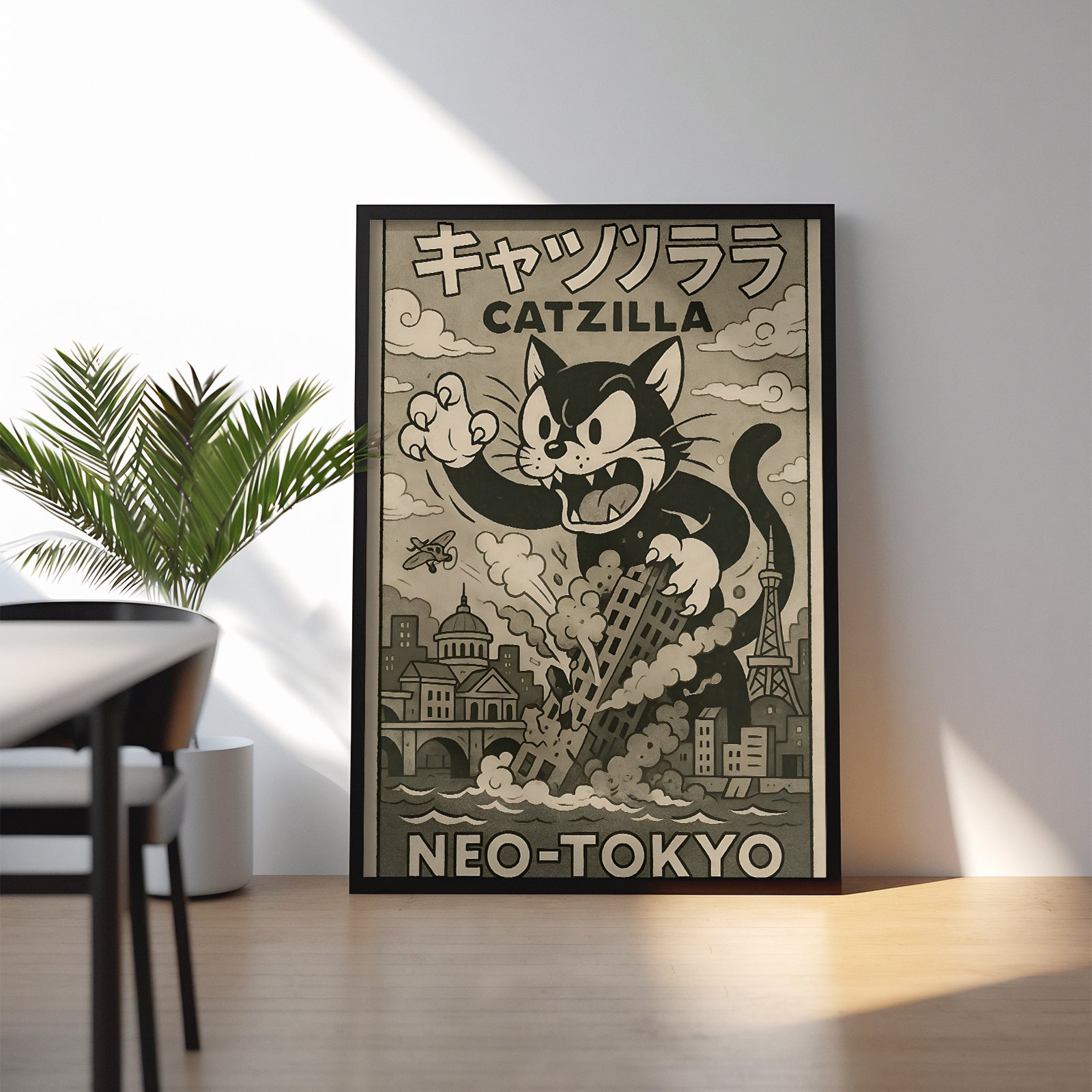 CATZILLA - Retro Japanese Kaiju Poster (Neo-Tokyo Edition)