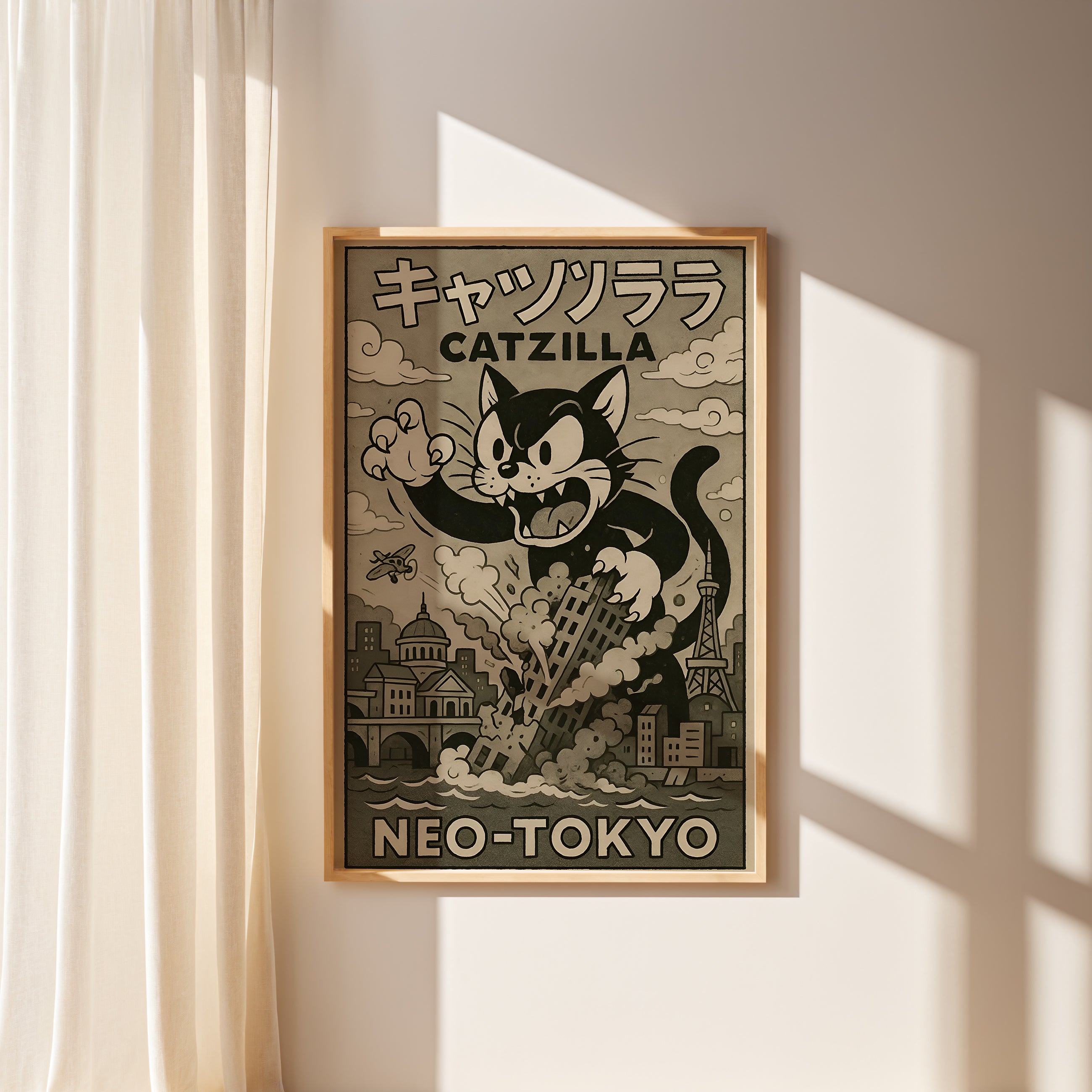 CATZILLA - Retro Japanese Kaiju Poster (Neo-Tokyo Edition)