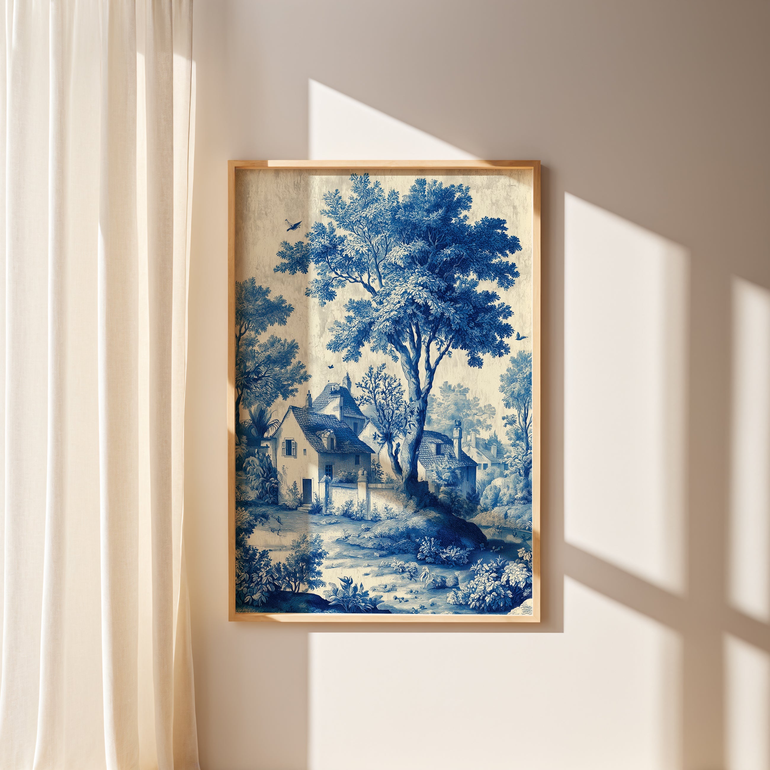 Serene Village in Blue