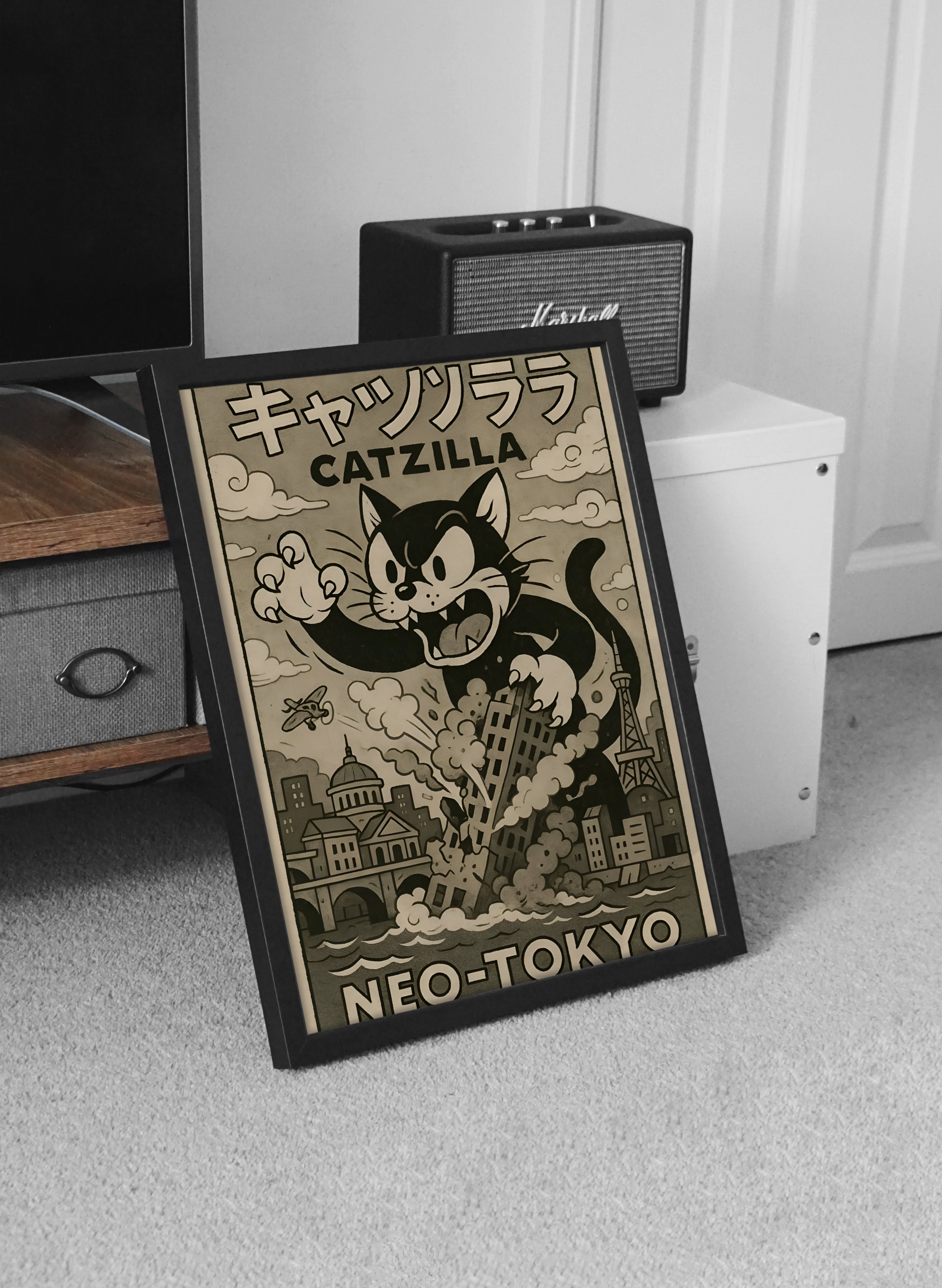 CATZILLA - Retro Japanese Kaiju Poster (Neo-Tokyo Edition)