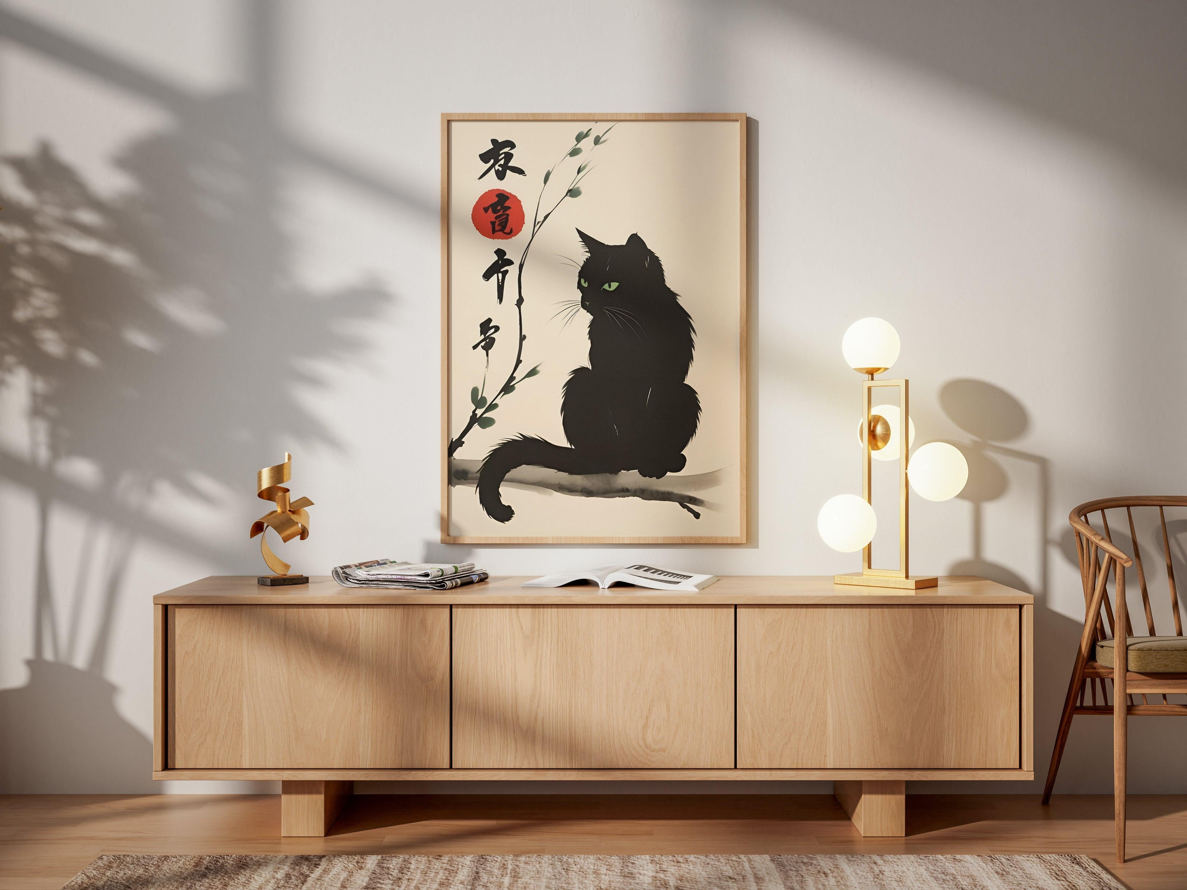 Black Cat Sumi-e.