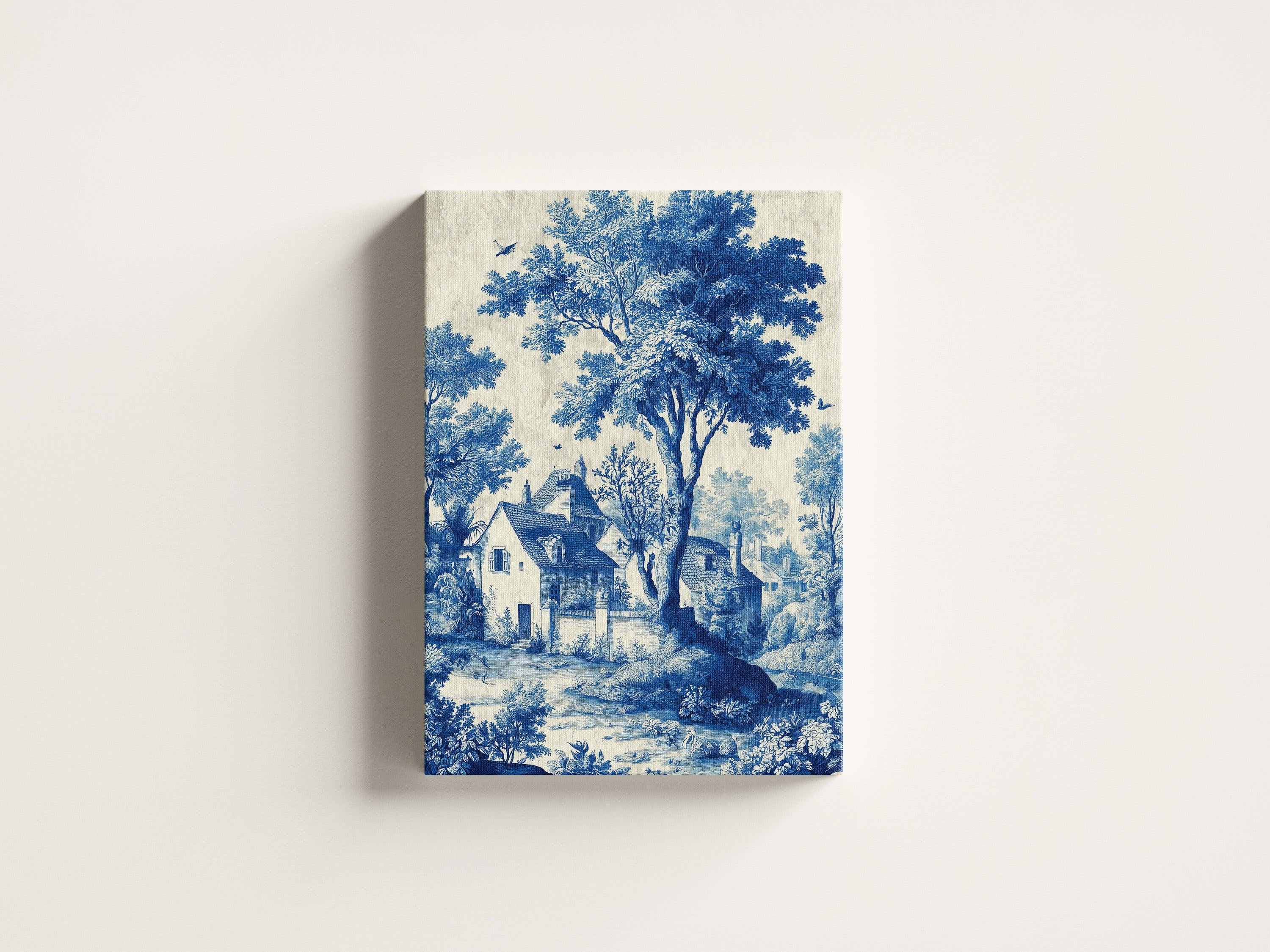 Serene Village in Blue.