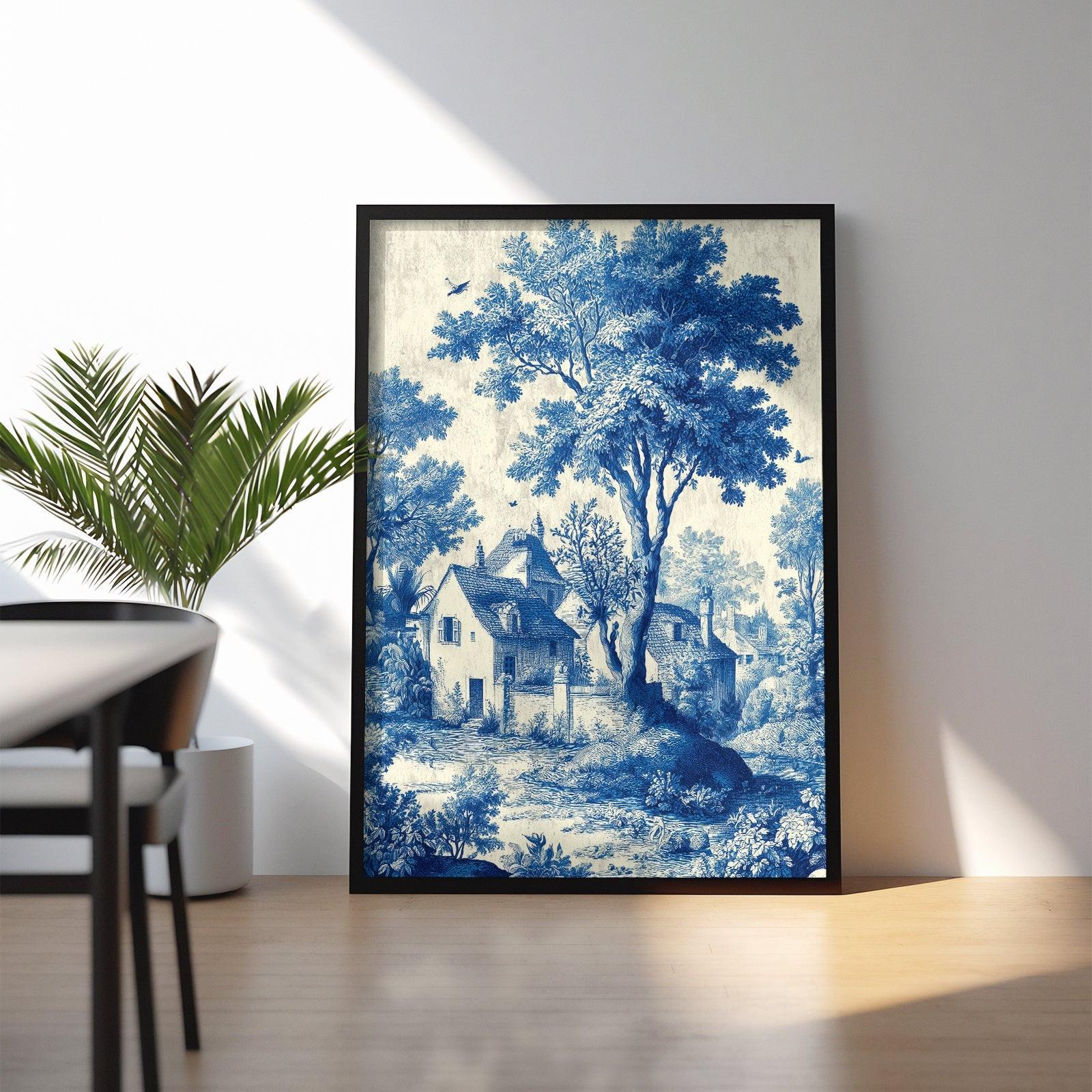 Serene Village in Blue.