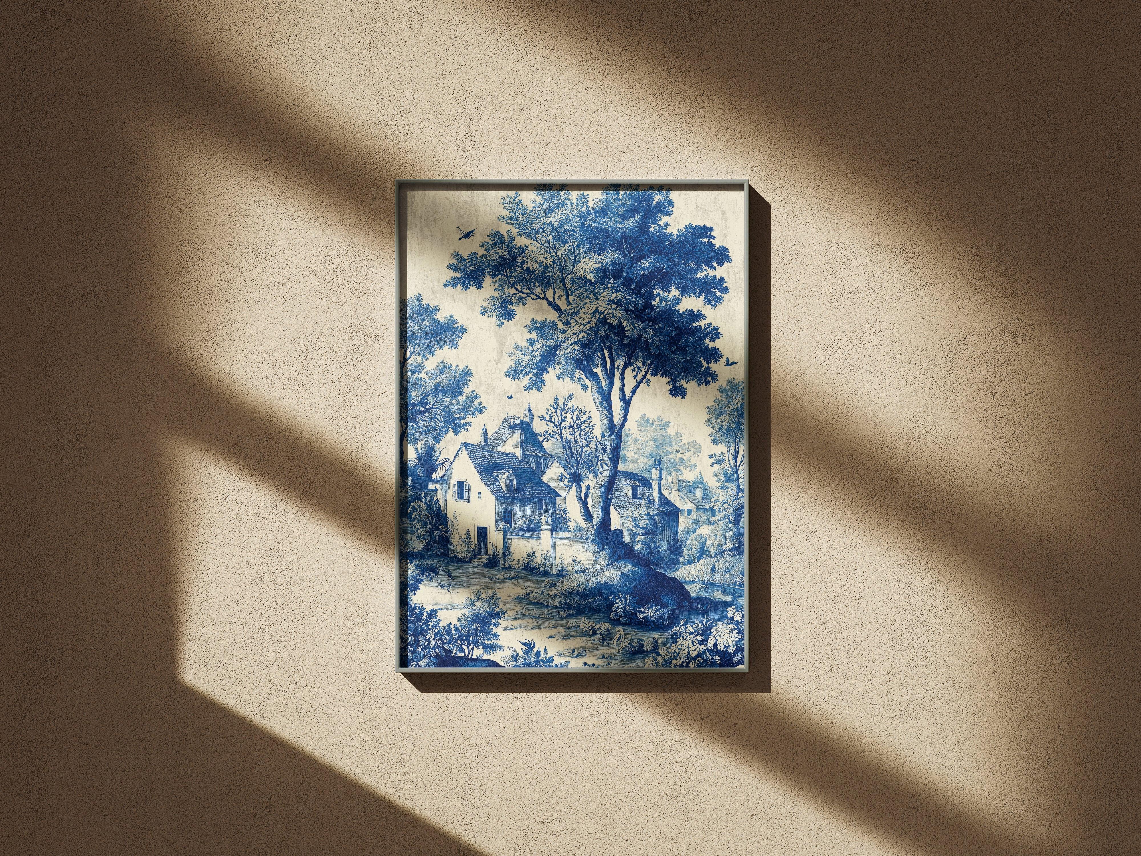 Serene Village in Blue.