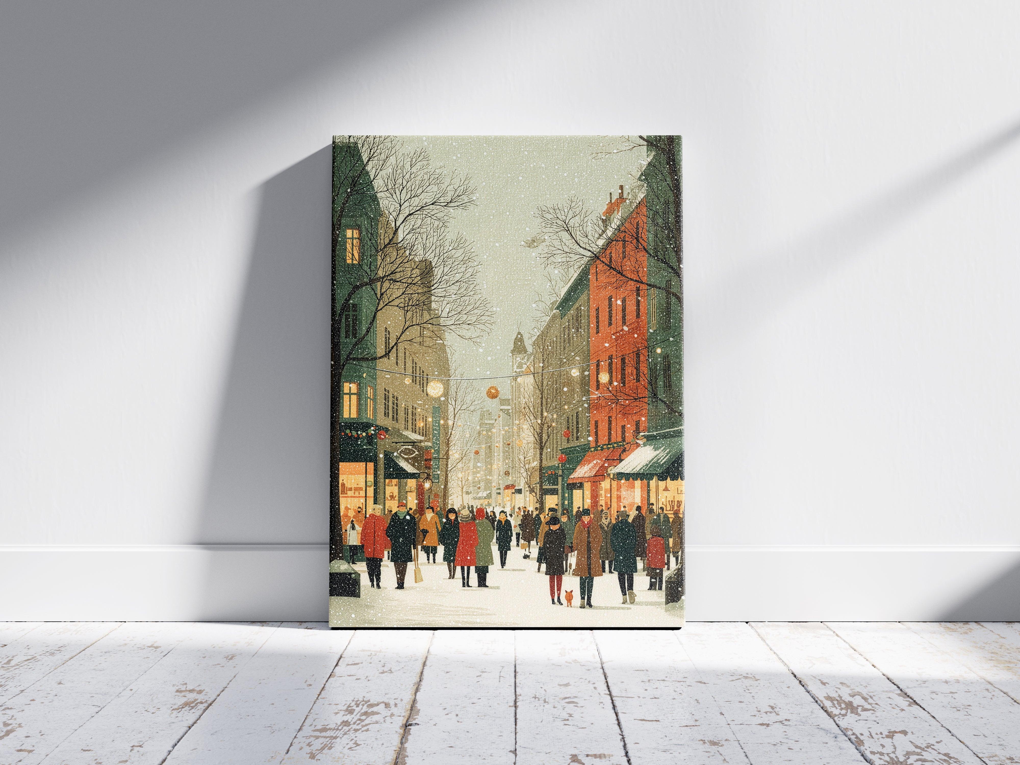 Snowfall on Linden Street.